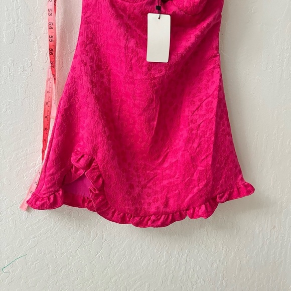 Line & Dot Hot Pink Penelope Mini Dress Ruffle Sleeve Off Shoulder Floral XS - Picture 6 of 10
